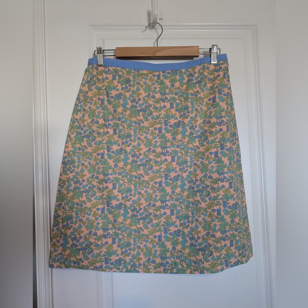 Boden Women’s Vintage Cotton Ditsy Floral Skirt Peach Blue Green Size 8